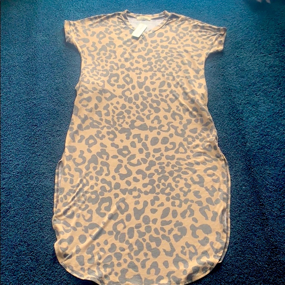 Leopard Print TShirt Dress with Pockets
